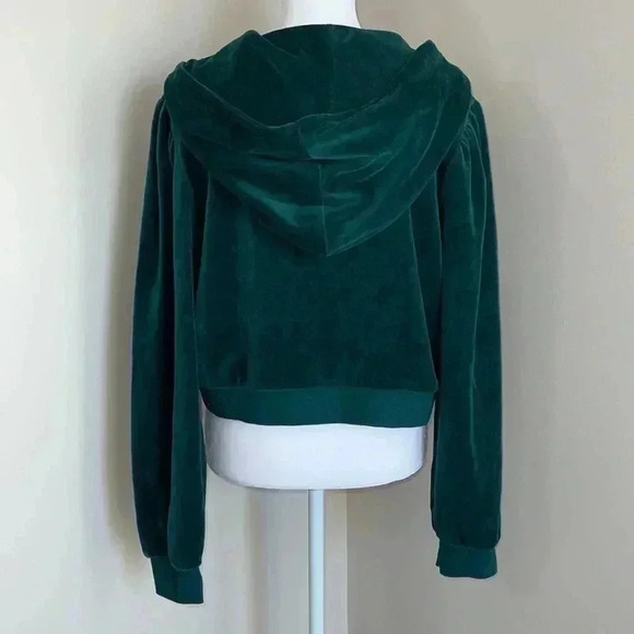 Reflex Green Zip Front Velour Hoodie - Picture 7 of 14